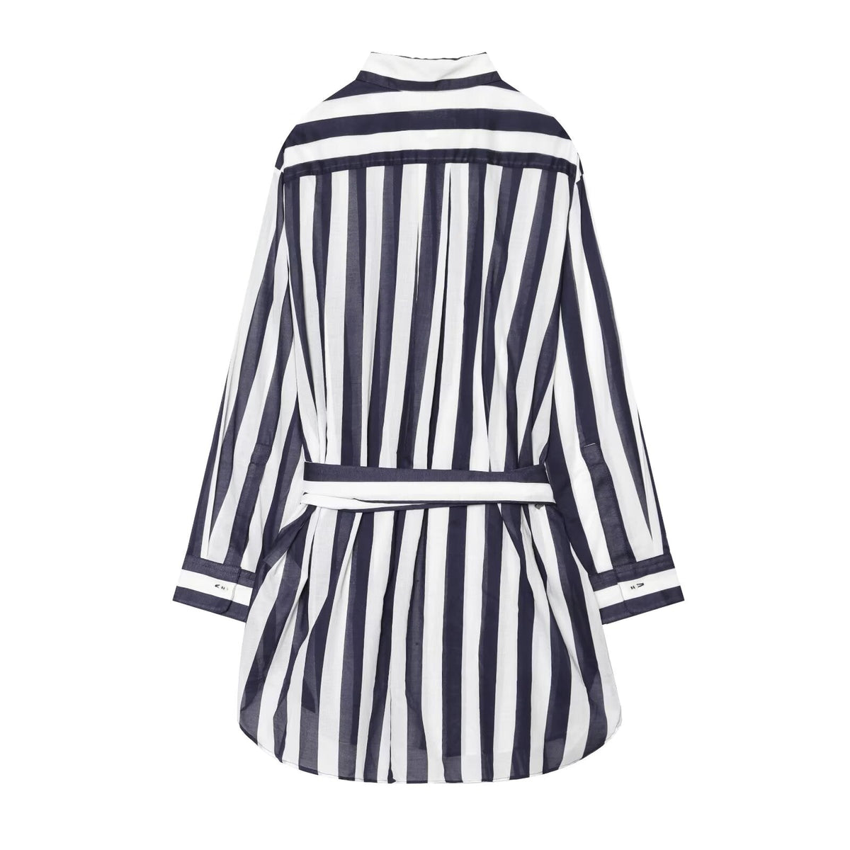 Women's With Belt Long Style Striped Shirt