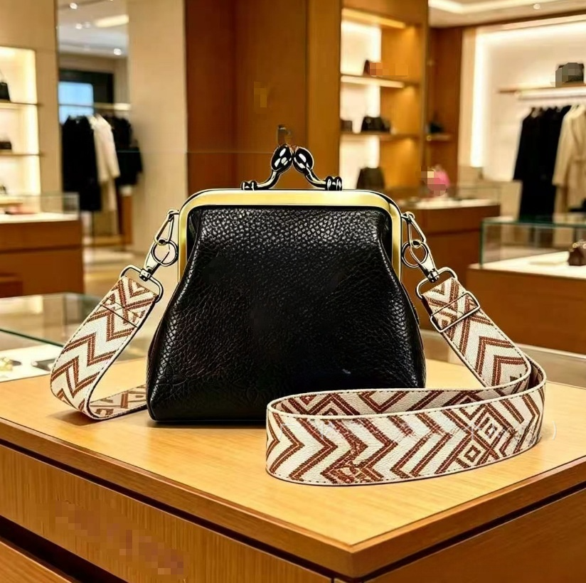 #278 Women's new wide shoulder strap mini clip coin purse crossbody bag