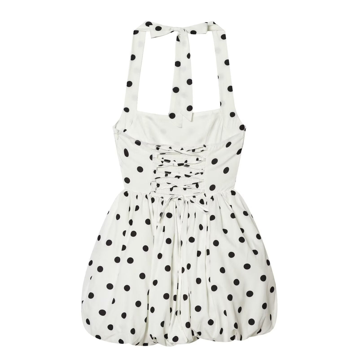 Women's polka dot halter neck mini dress