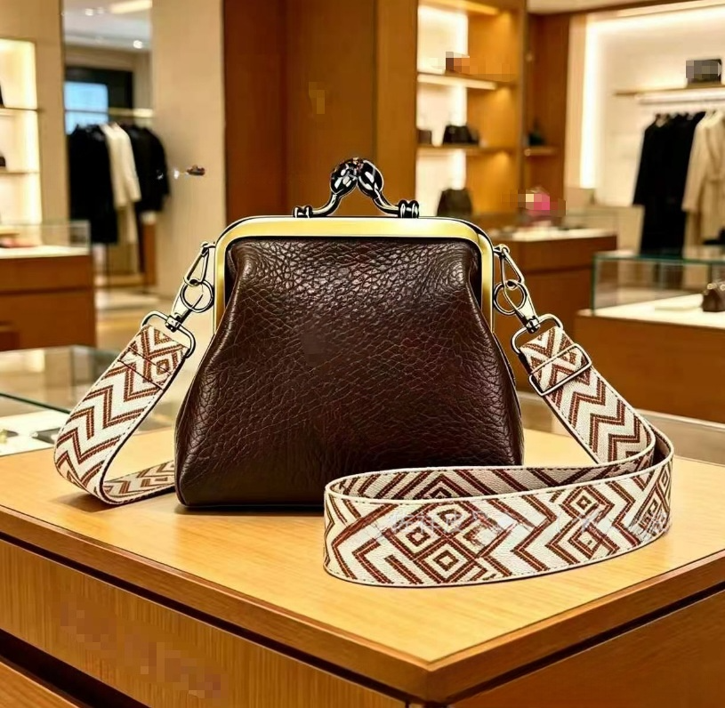 #278 Women's new wide shoulder strap mini clip coin purse crossbody bag