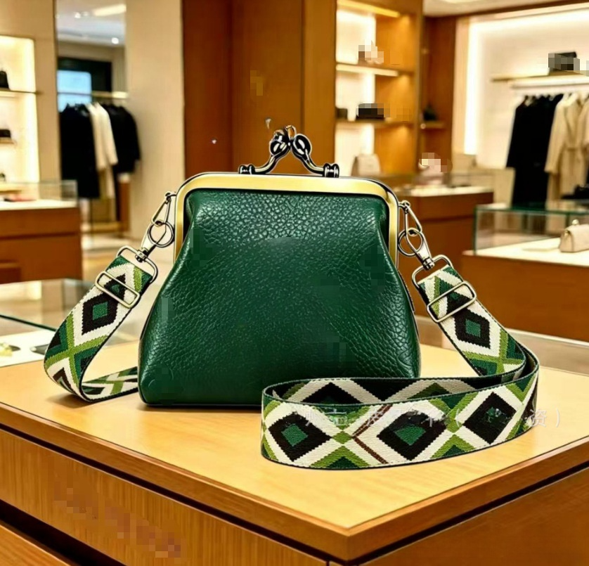 #278 Women's new wide shoulder strap mini clip coin purse crossbody bag