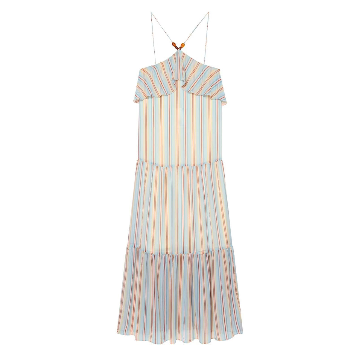 Women's Ruffle edge hanging collar MIDI dress