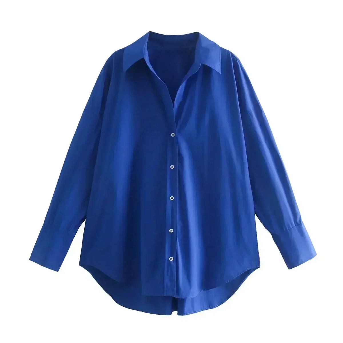 Women 2023 New Fashion pleated design Loose poplin Asymmetric Blouses Vintage Long Sleeve Button-up Female Shirts Chic Tops