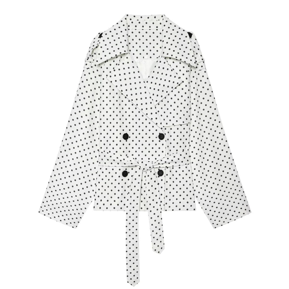Women's with Belt polka dot windbreaker Coat